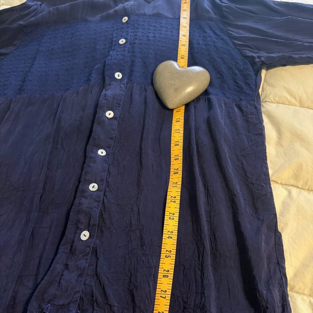 Rare Johnny Was Vintage Collection Deep Blue Button Up Tunic size L